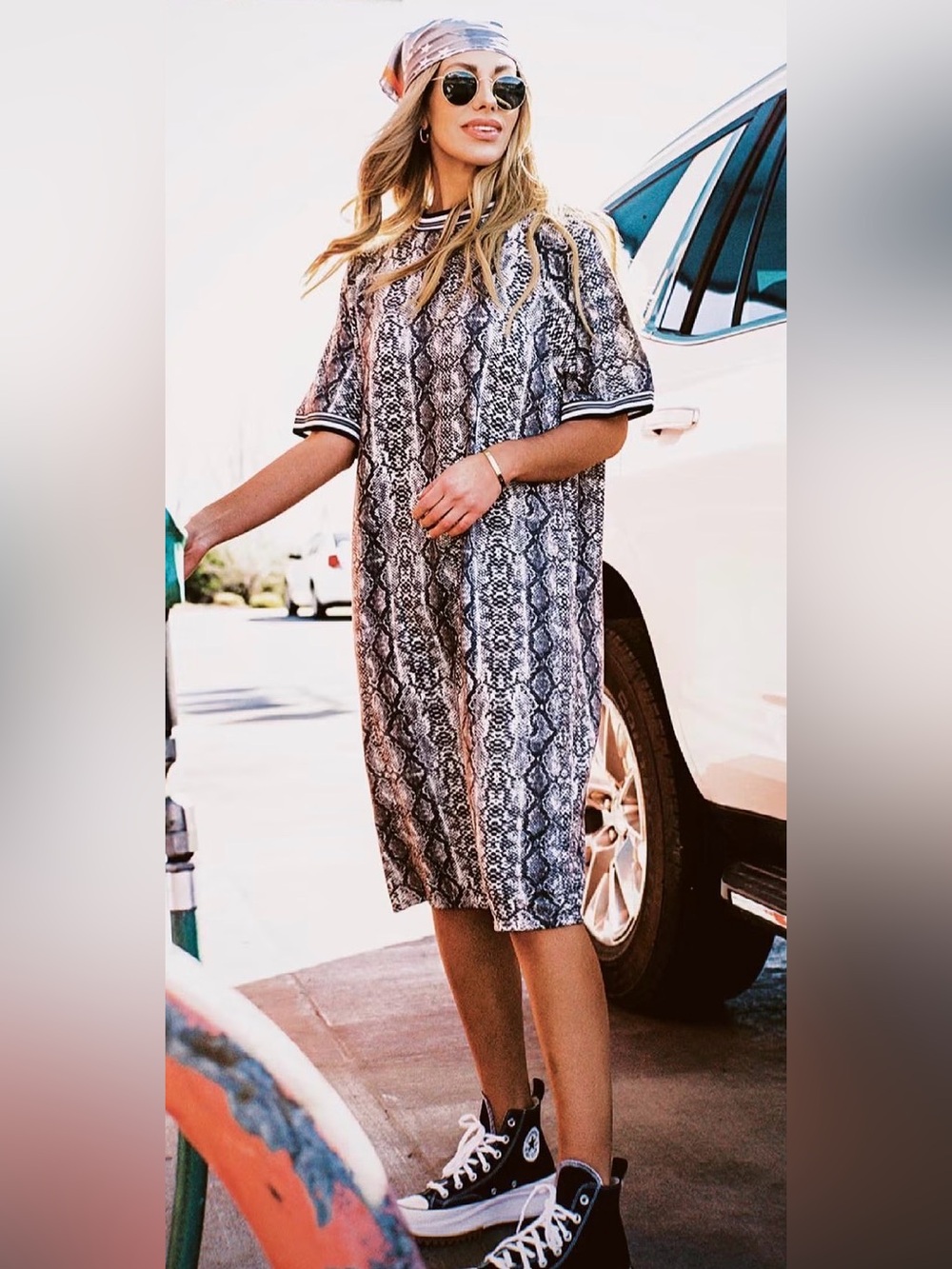 Dressed in LaLa Frankie T-Shirt Dress in Snake Print sz XL